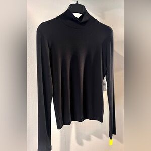 VELVET Black Mock Turtleneck Long Sleeve Top